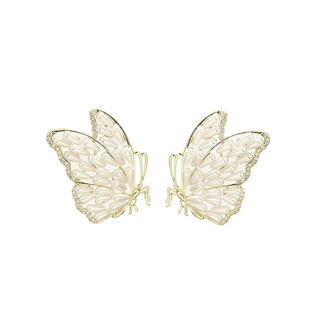 1 Pair Lady Classic Style Butterfly Copper Earrings