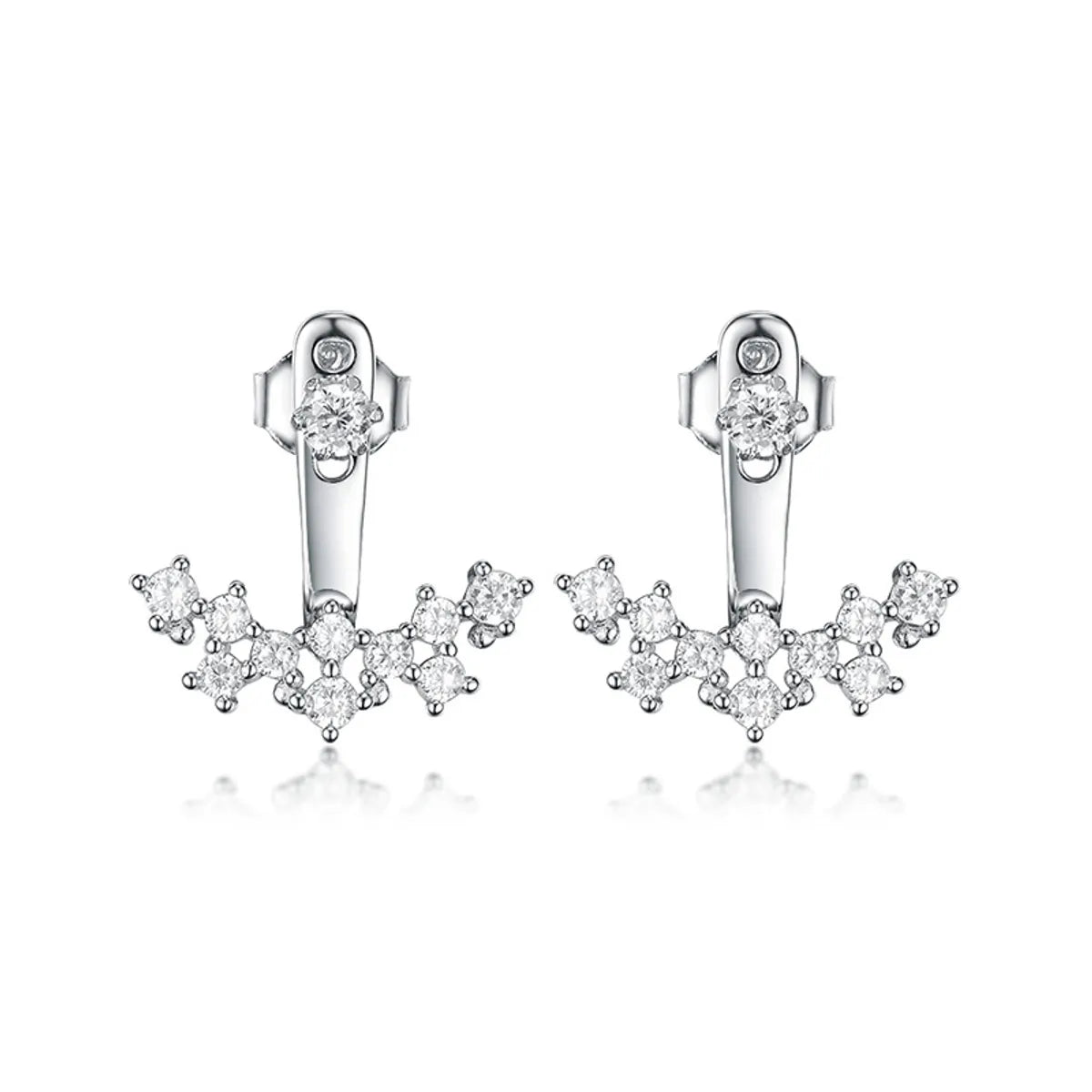 1 Pair Lady Classic Style Geometric Inlay Sterling Silver Zircon Ear Studs