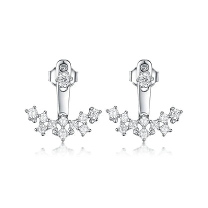 1 Pair Lady Classic Style Geometric Inlay Sterling Silver Zircon Ear Studs