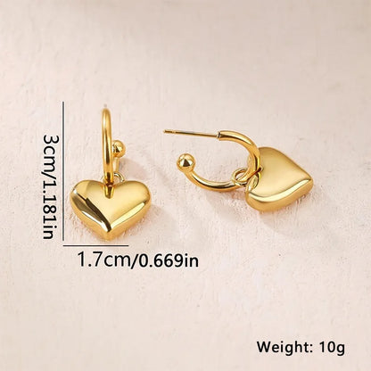 1 Pair Lady Classic Style Heart Shape Plating Stainless Steel White Gold Plated Gold Plated Drop Earrings