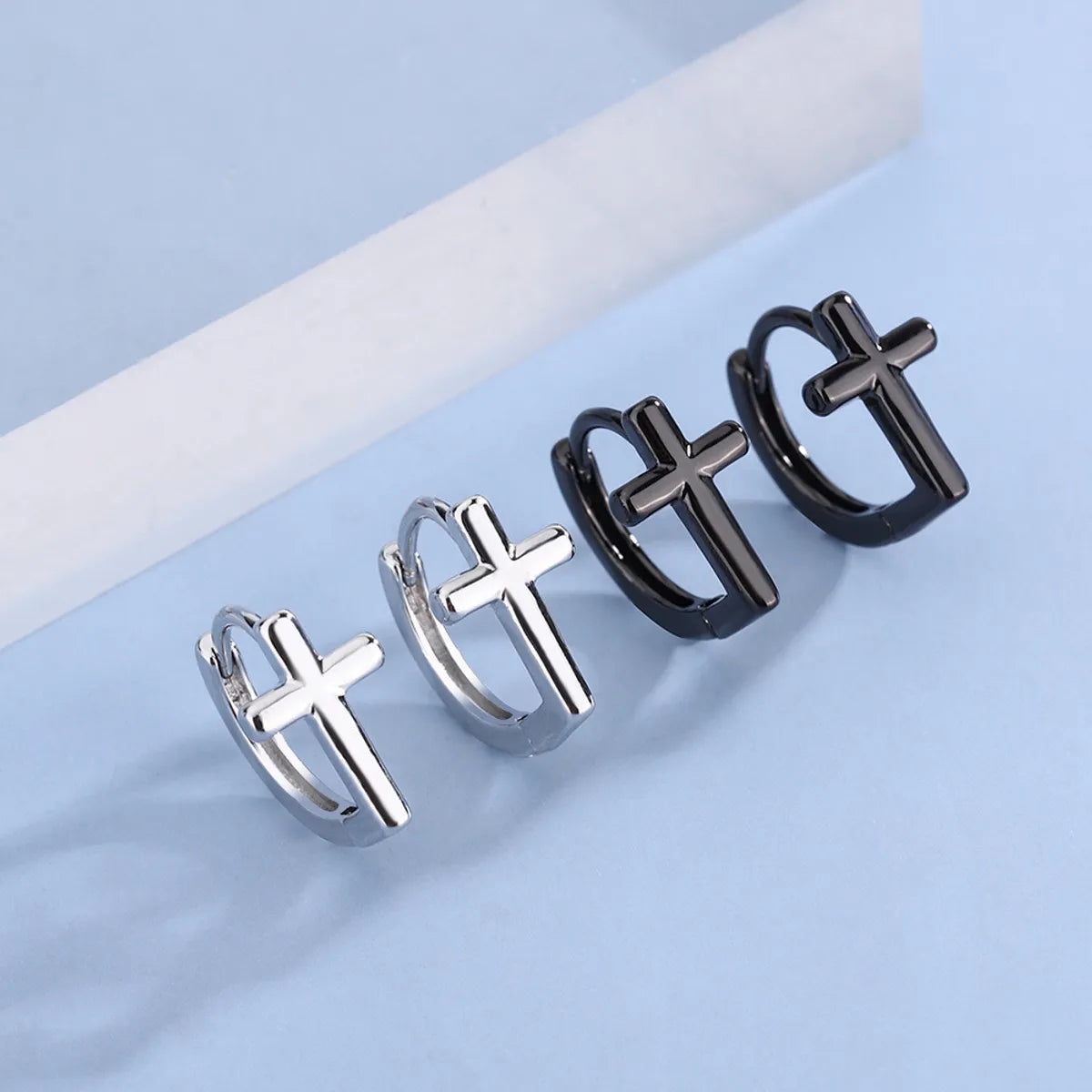 1 Pair Lady Cross Plating Copper Earrings