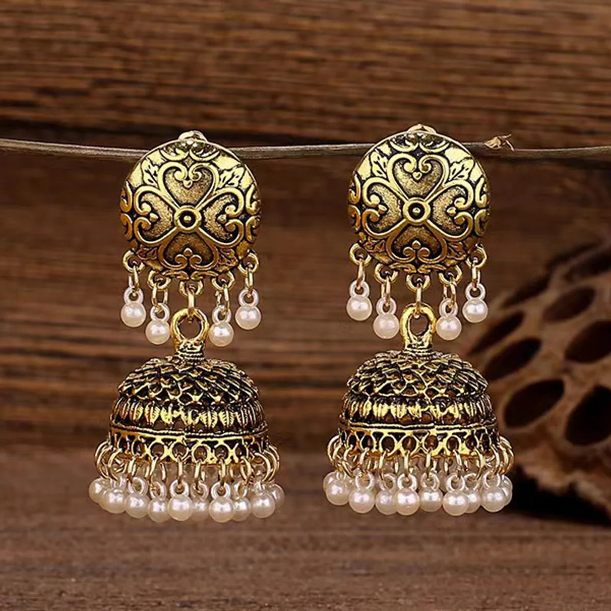 1 Pair Lady Ethnic Style Streetwear Geometric Inlay Alloy Resin Rhinestones Drop Earrings