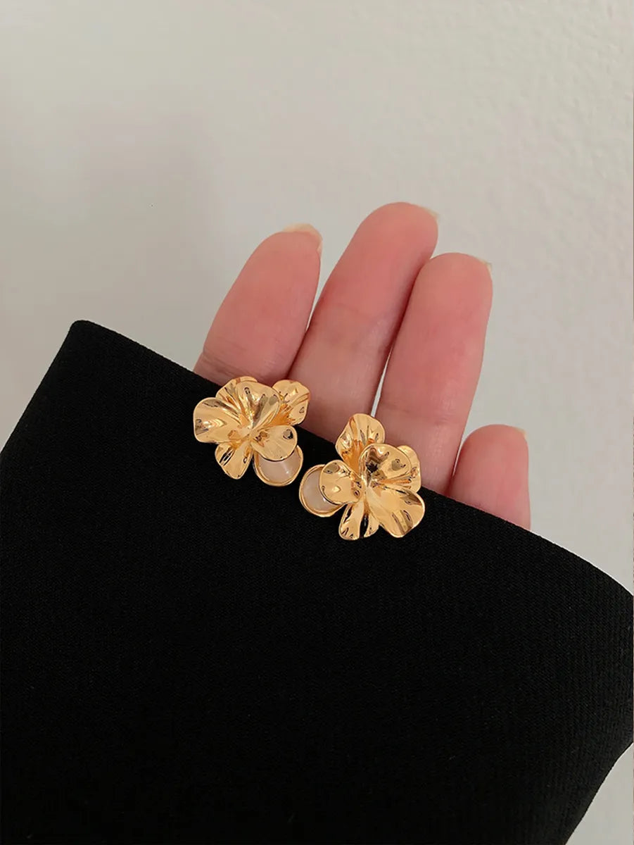 1 Pair Lady Flower Alloy Ear Studs