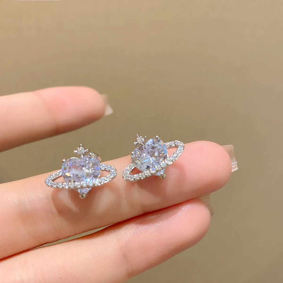 1 Pair Lady Flower Bow Knot Inlay Alloy Artificial Diamond Earrings