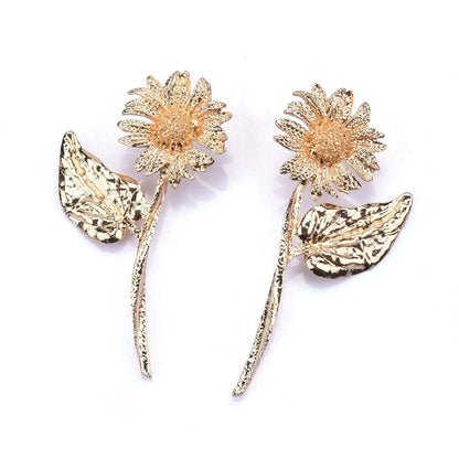 1 Pair Lady Flower Plating Alloy Ear Studs