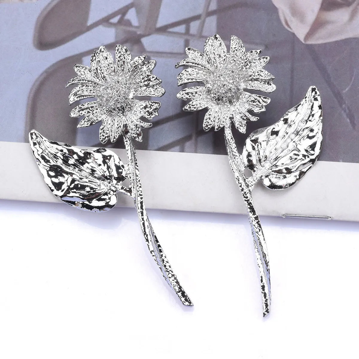 1 Pair Lady Flower Plating Alloy Ear Studs