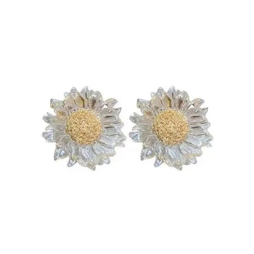 1 Pair Lady Flower Plating Alloy Resin Ear Studs