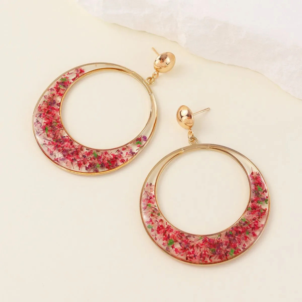 1 Pair Lady Flower Resin Drop Earrings