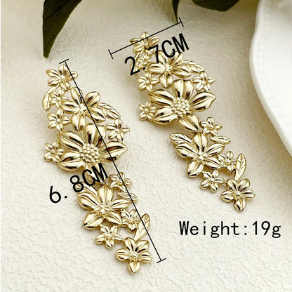 1 Pair Lady Flower Plating 304 Stainless Steel 14K Gold Plated Ear Studs