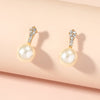 1 Pair Lady Geometric Inlay Alloy Artificial Pearls Ear Studs