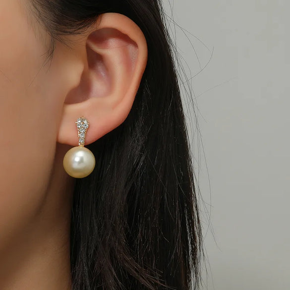 1 Pair Lady Geometric Inlay Alloy Artificial Pearls Ear Studs