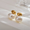 1 Pair Lady Geometric Inlay Stainless Steel Pearl Zircon Gold Plated Ear Studs