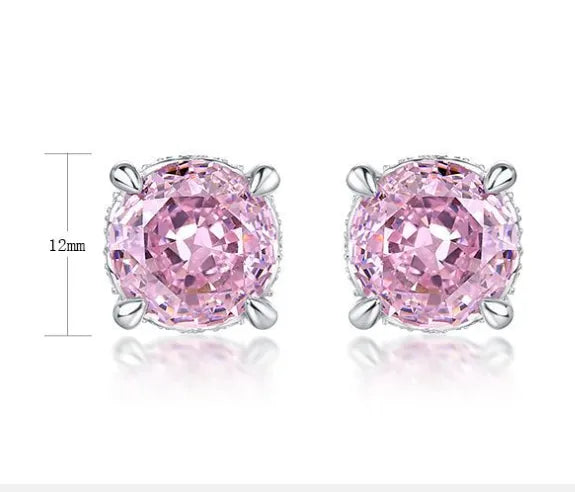 1 Pair Lady Geometric Inlay Sterling Silver High Carbon Diamond Ear Studs