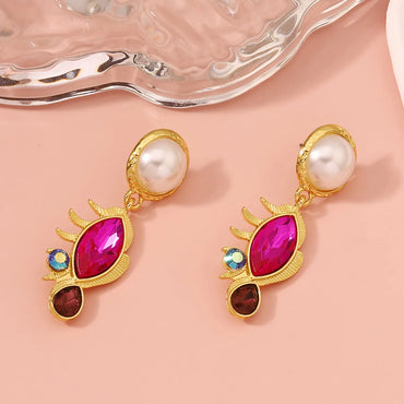 1 Pair Lady Geometric Inlay Zinc Alloy Artificial Rhinestones Drop Earrings