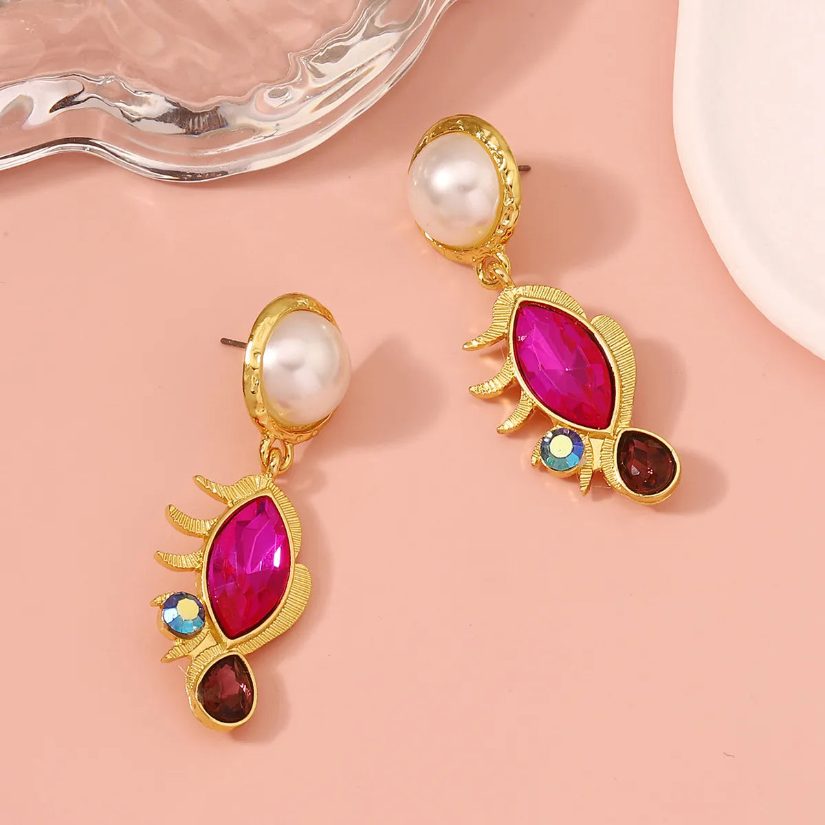 1 Pair Lady Geometric Inlay Zinc Alloy Artificial Rhinestones Drop Earrings