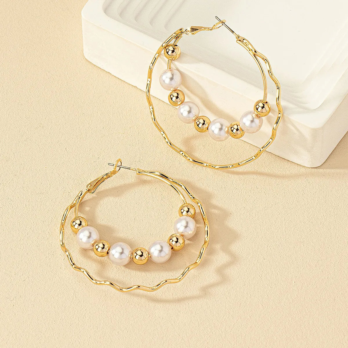 1 Pair Lady Geometric Plating Imitation Pearl Alloy Earrings