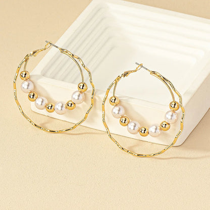 1 Pair Lady Geometric Plating Imitation Pearl Alloy Earrings