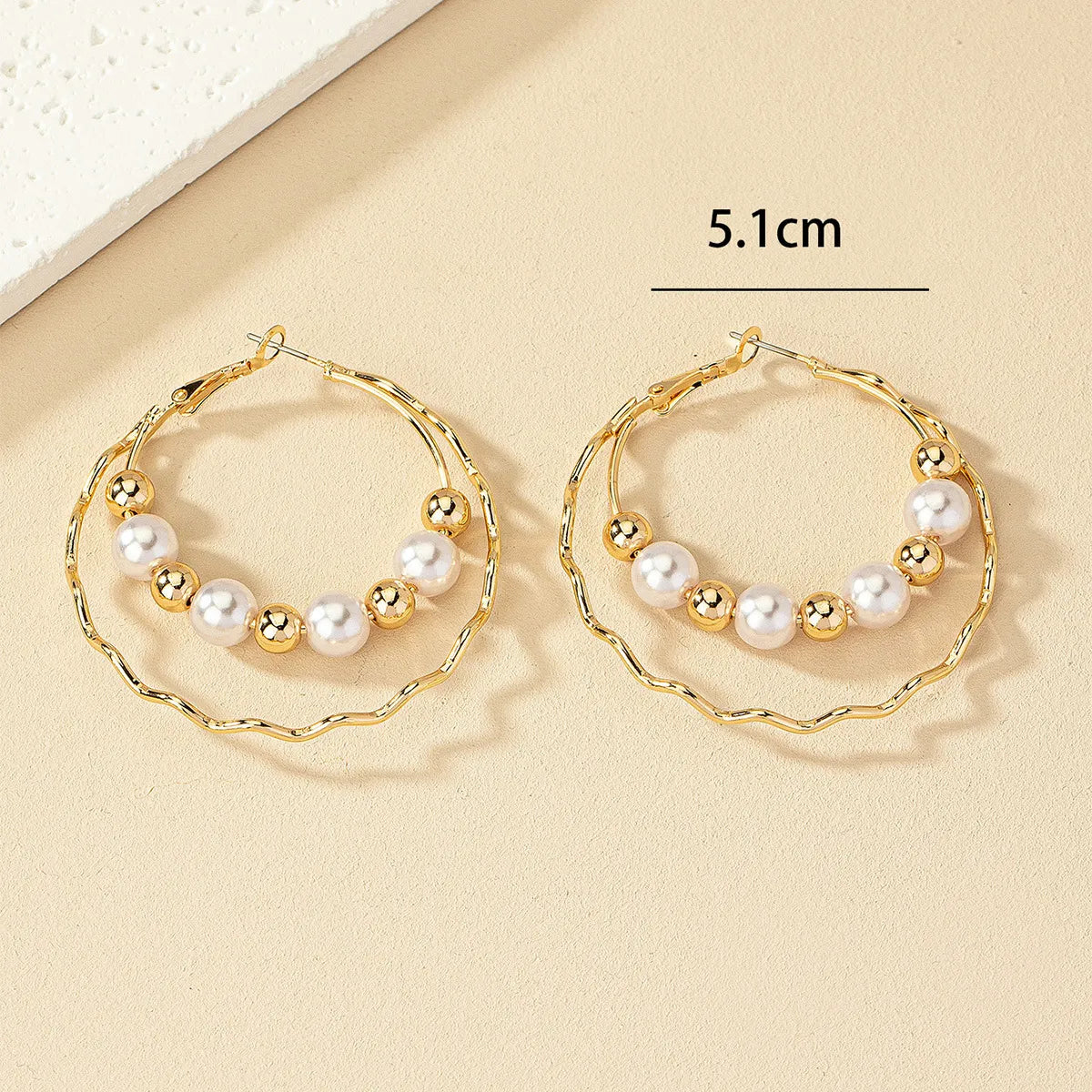 1 Pair Lady Geometric Plating Imitation Pearl Alloy Earrings