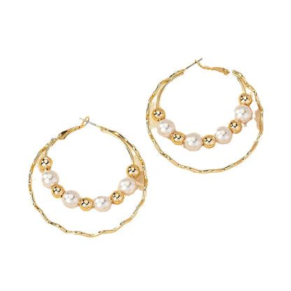 1 Pair Lady Geometric Plating Imitation Pearl Alloy Earrings