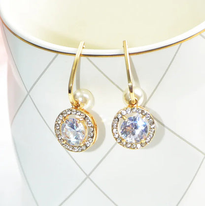 1 Pair Lady Geometric Plating Inlay Alloy Zircon Drop Earrings