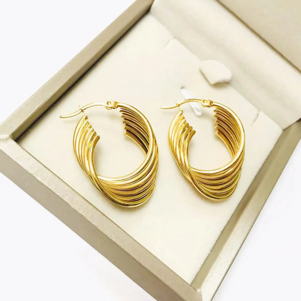 1 Pair Lady Geometric Plating Stainless Steel 18k Gold Plated Earrings