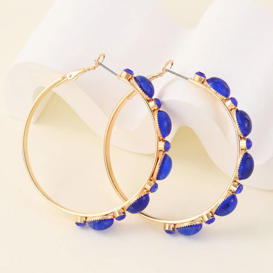 1 Pair Lady Geometric Resin Iron Hoop Earrings