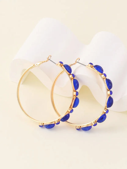 1 Pair Lady Geometric Resin Iron Hoop Earrings