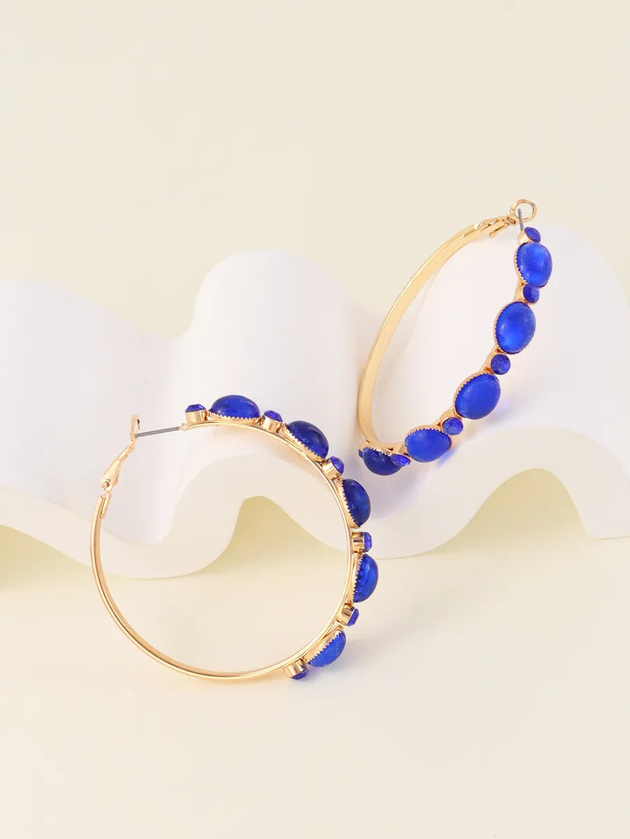 1 Pair Lady Geometric Resin Iron Hoop Earrings