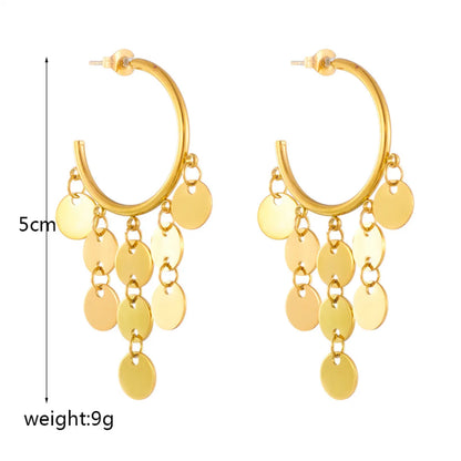 1 Pair Lady Geometric Tassel Plating Titanium Steel Earrings