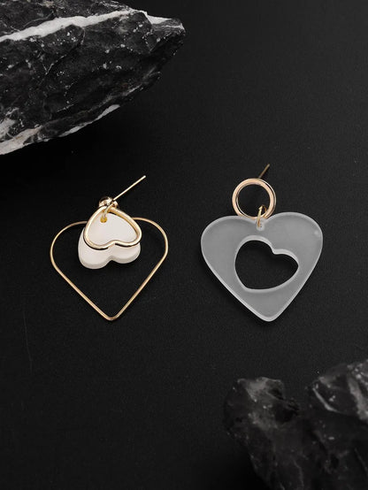 1 Pair Lady Heart Shape Arylic Alloy Drop Earrings