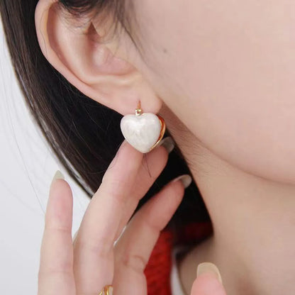 1 Pair Lady Heart Shape Enamel Alloy Drop Earrings