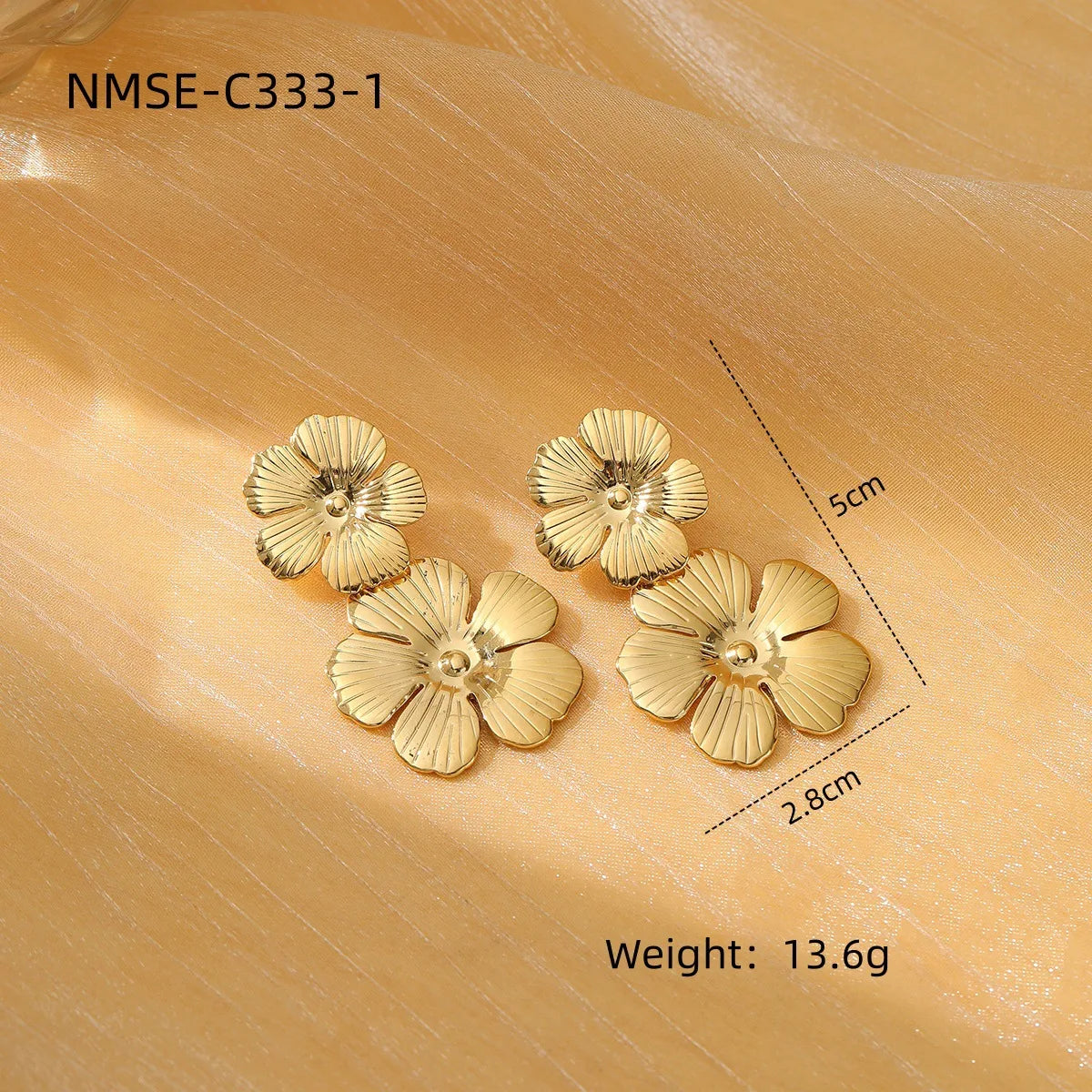 1 Pair Lady Heart Shape Flower Plating 304 Stainless Steel 18K Gold Plated Ear Studs