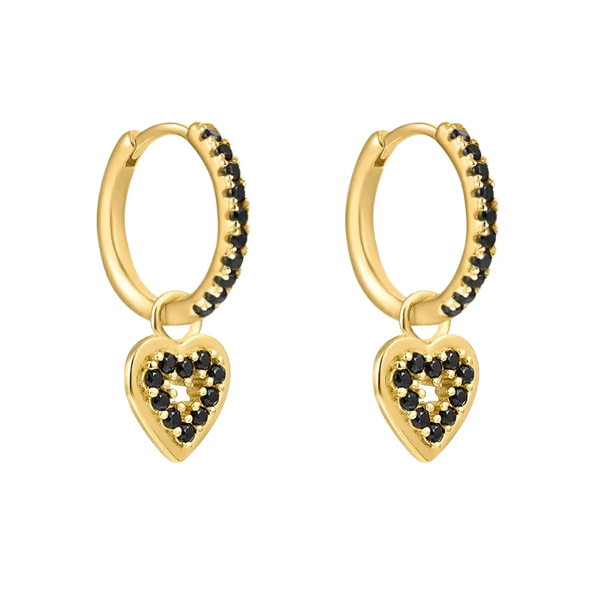 1 Pair Lady Heart Shape Plating Inlay Copper Zircon White Gold Plated Gold Plated Drop Earrings