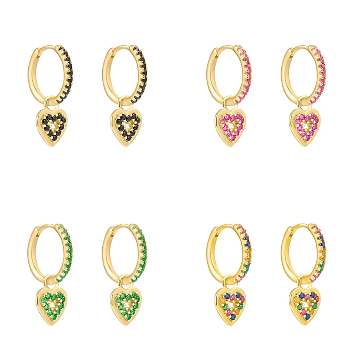 1 Pair Lady Heart Shape Plating Inlay Copper Zircon White Gold Plated Gold Plated Drop Earrings