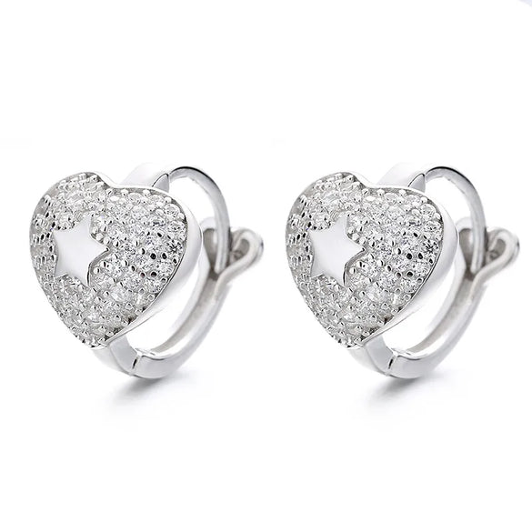 1 Pair Lady Heart Shape Plating Inlay Sterling Silver Artificial Gemstones Earrings