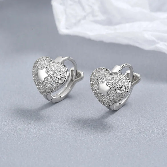 1 Pair Lady Heart Shape Plating Inlay Sterling Silver Artificial Gemstones Earrings