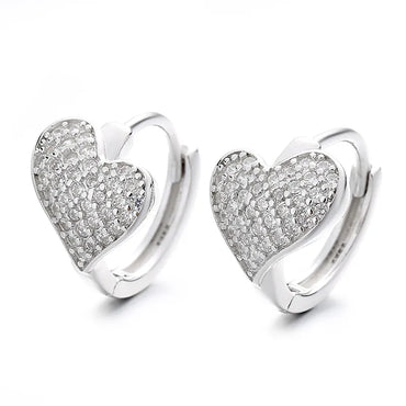 1 Pair Lady Heart Shape Plating Inlay Sterling Silver Zircon Hoop Earrings