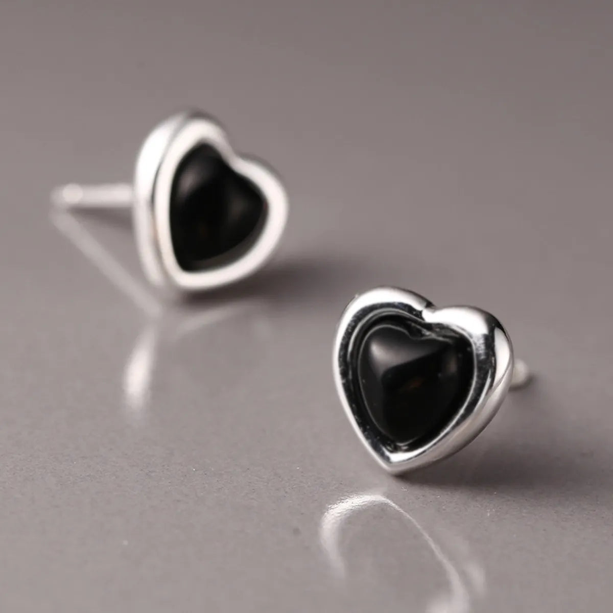 1 Pair Lady Heart Shape Plating Sterling Silver Ear Studs