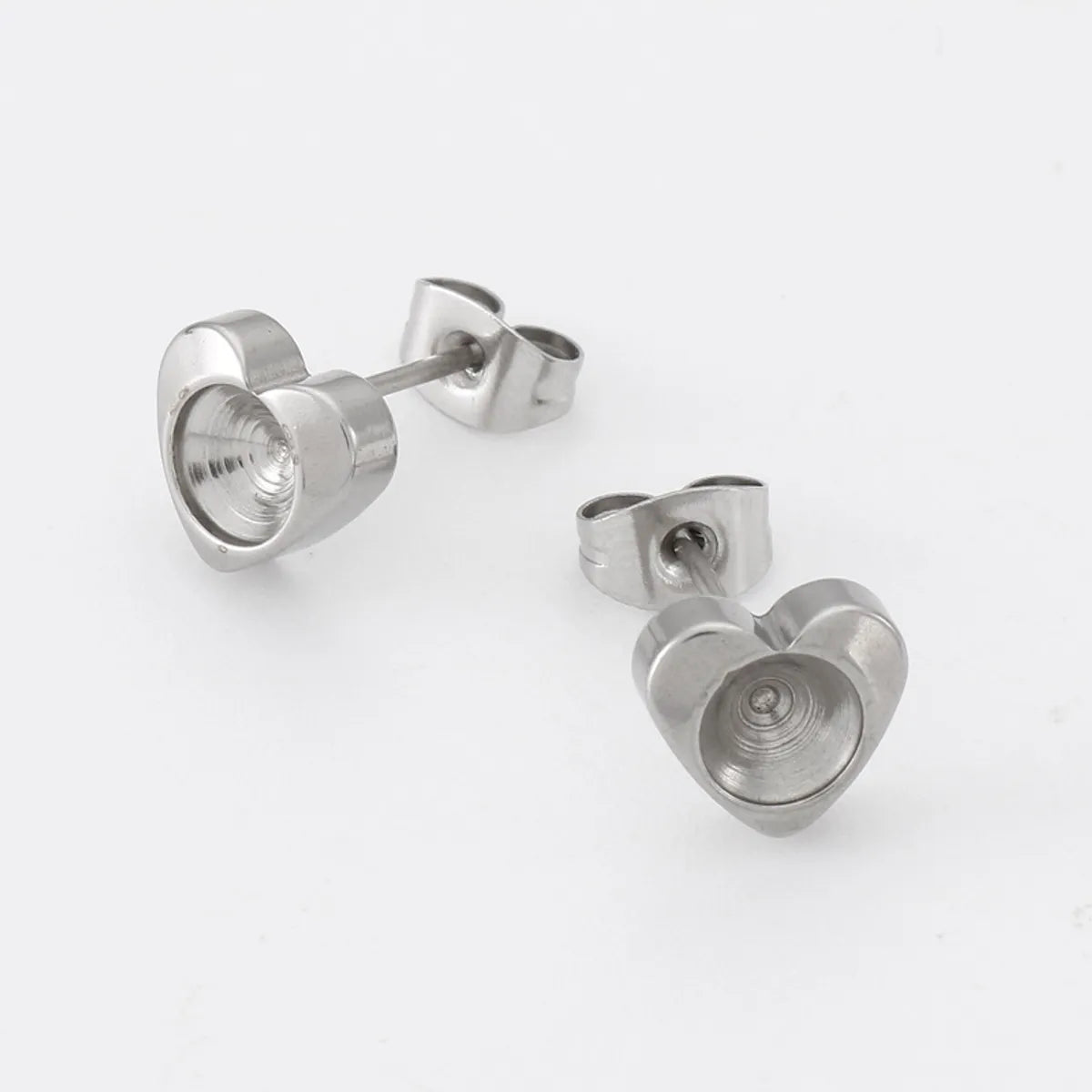 1 Pair Lady Heart Shape Stainless Steel Ear Studs