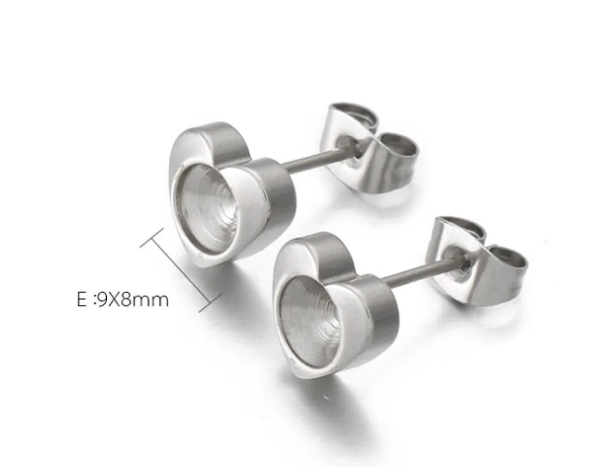 1 Pair Lady Heart Shape Stainless Steel Ear Studs