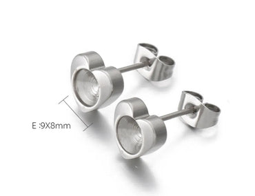 1 Pair Lady Heart Shape Stainless Steel Ear Studs