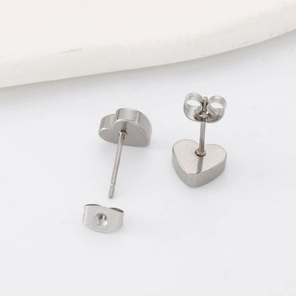 1 Pair Lady Heart Shape Stainless Steel Ear Studs