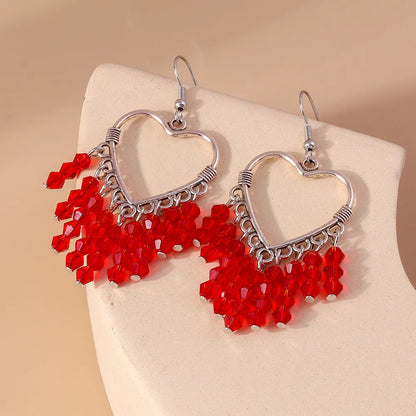 1 Pair Lady Heart Shape Zinc Alloy Drop Earrings