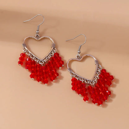 1 Pair Lady Heart Shape Zinc Alloy Drop Earrings