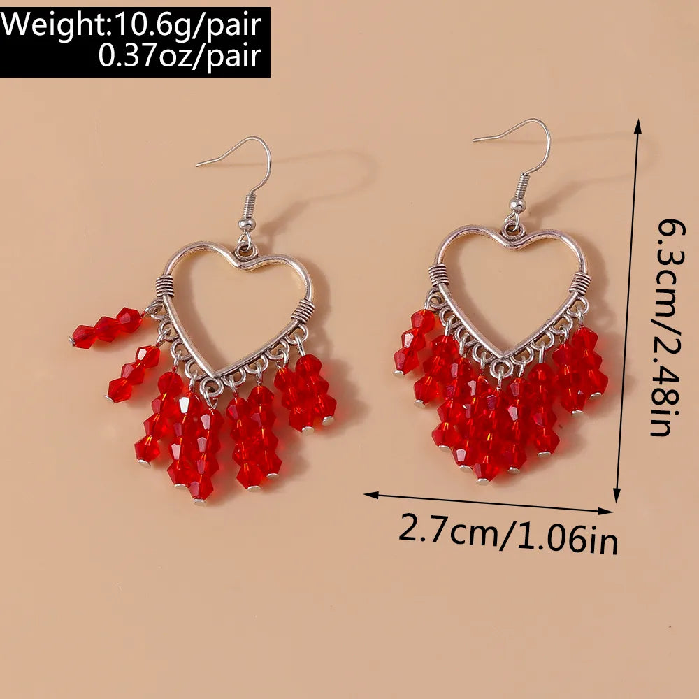 1 Pair Lady Heart Shape Zinc Alloy Drop Earrings