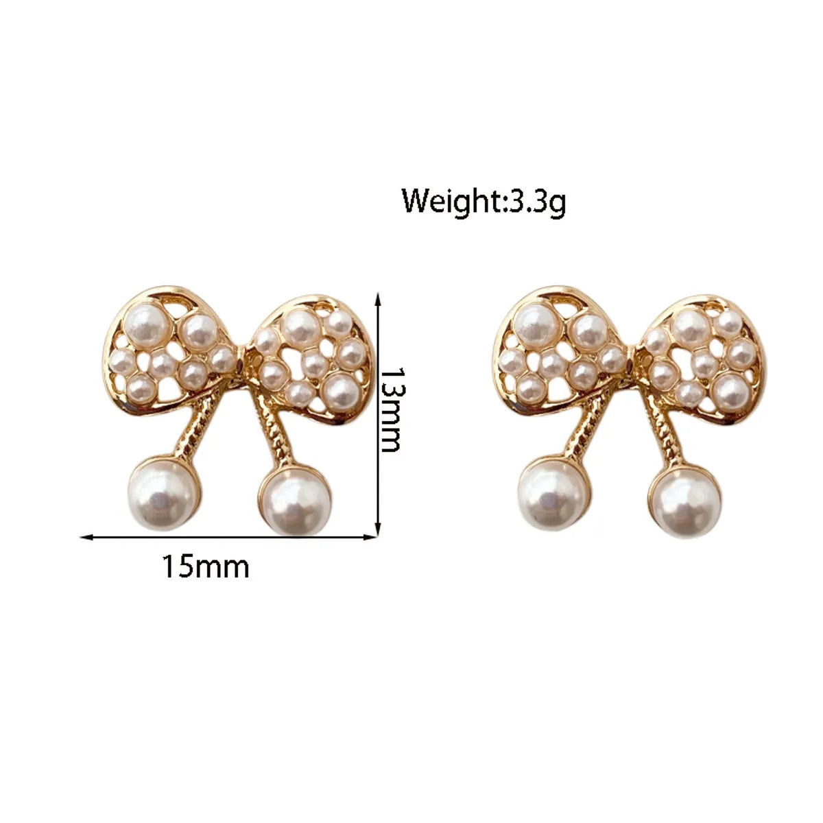 1 Pair Lady Korean Style Bow Knot Inlay Alloy Artificial Pearls Gold Plated Drop Earrings