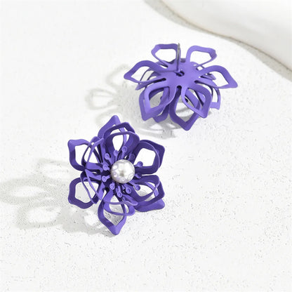 1 Pair Lady Modern Style Classic Style Flower Alloy Iron Ear Studs