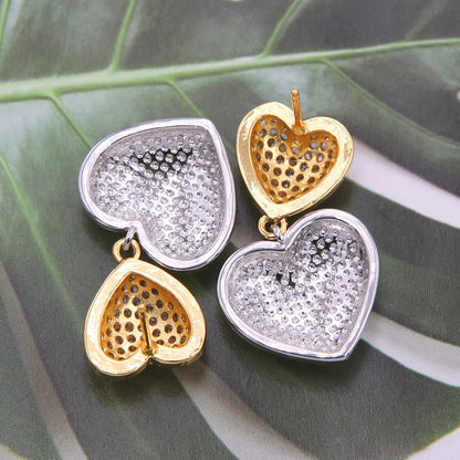 1 Pair Lady Modern Style Classic Style Heart Shape Plating Inlay Copper Zircon 18K Gold Plated Drop Earrings