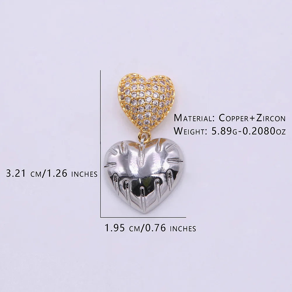 1 Pair Lady Modern Style Classic Style Heart Shape Plating Inlay Copper Zircon 18K Gold Plated Drop Earrings