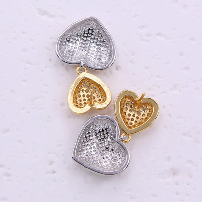 1 Pair Lady Modern Style Classic Style Heart Shape Plating Inlay Copper Zircon 18K Gold Plated Drop Earrings